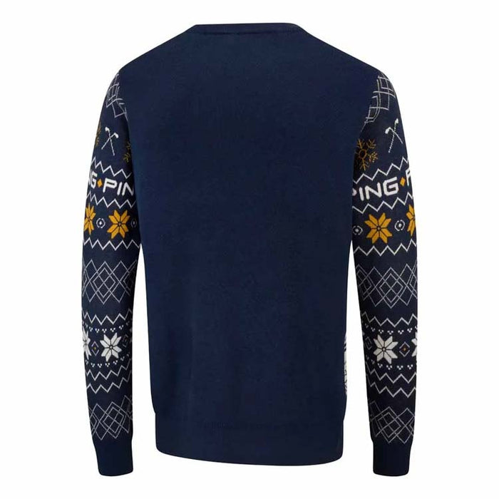 Festive Mr. PING Christmas Golf Jumper - Oxford Blue Back View