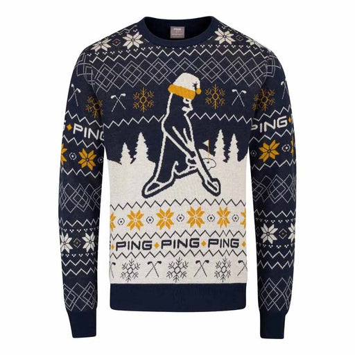 Festive Mr. PING Christmas Golf Jumper - Oxford Blue