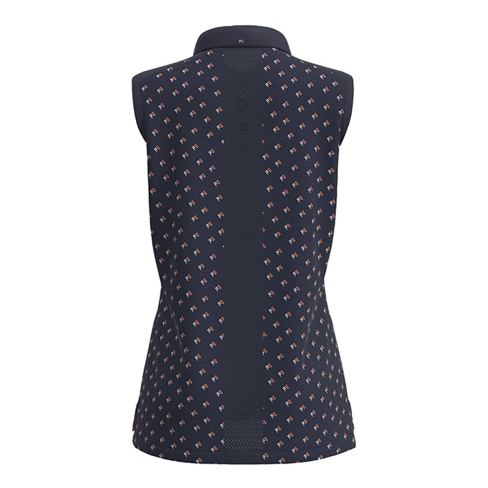 Forelson Ladies Buckland Sleeveless Golf Polo - Navy Back View