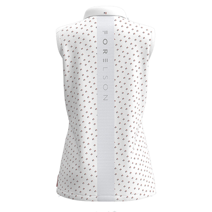 Forelson Ladies Buckland Sleeveless Golf Polo - White Back View 
