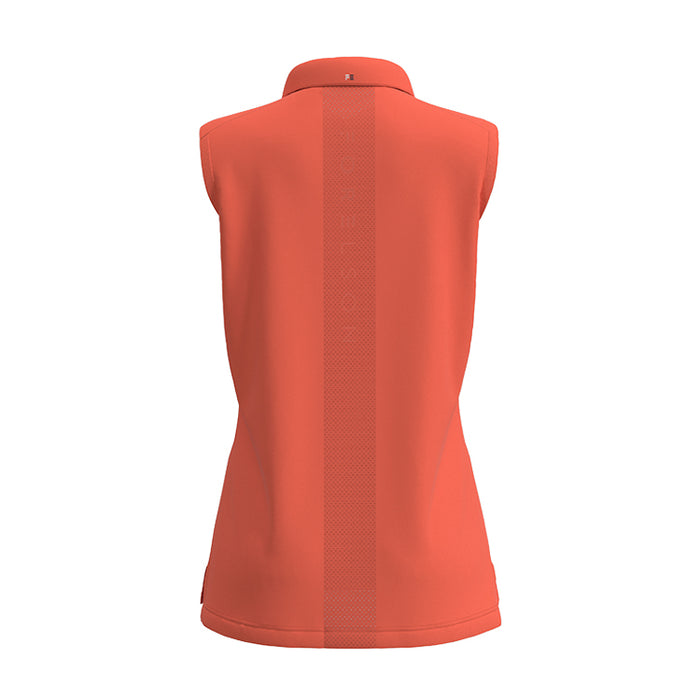 Forelson Ladies Stow Sleeveless Golf Polo - Coral Back View 