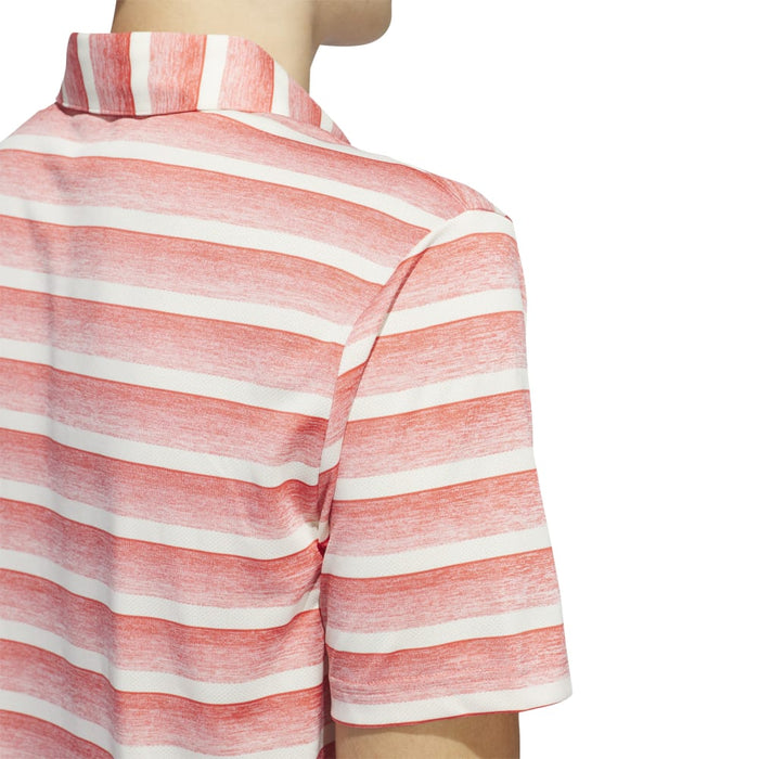 adidas 2 Colour Stripe LC Golf Polo Shirt - Preloved Scarlet/Ivory