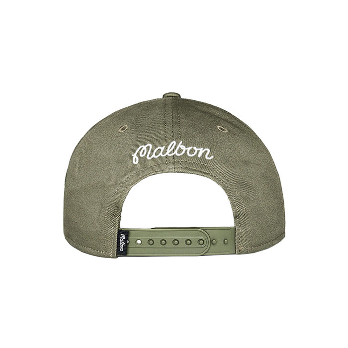 Malbon M Script Golf Snapback - Military Green Back View