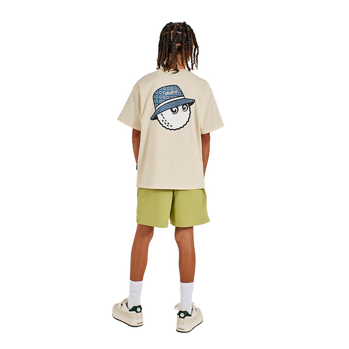 Malbon Junior Cooper Bucket Golf T-Shirt - Off White Back View