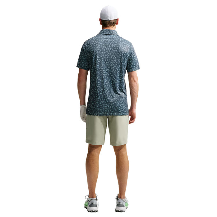 Nike Par Dri-FIT Grass Print Golf Polo - Black Back View