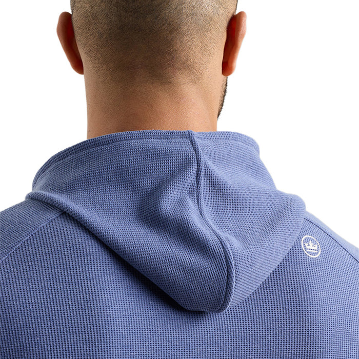 Peter Millar Pine Waffle Performance Golf Hoodie - Bali Blue Hooded View