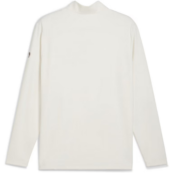 The Puma and Arnold Palmer CloudSpun Golf Quarter Zip in warm white viewed from the back
