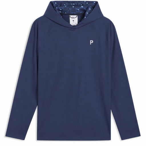 The Puma x Palm Tree Crew Cloudspun Golf Hoodie in the colour Deep Navy viewed from the Front