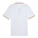 A white golf polo shirt from Puma and the Palm Tree Crew in white glow viewed from the back
