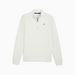 A warm white long-sleeve puma golf quarter-zip sweatshirt with a small embroidered logo on the left chest, displayed on a clean white background.