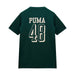 Puma reigning champ golf tee shirt in green terrain viewed from the back