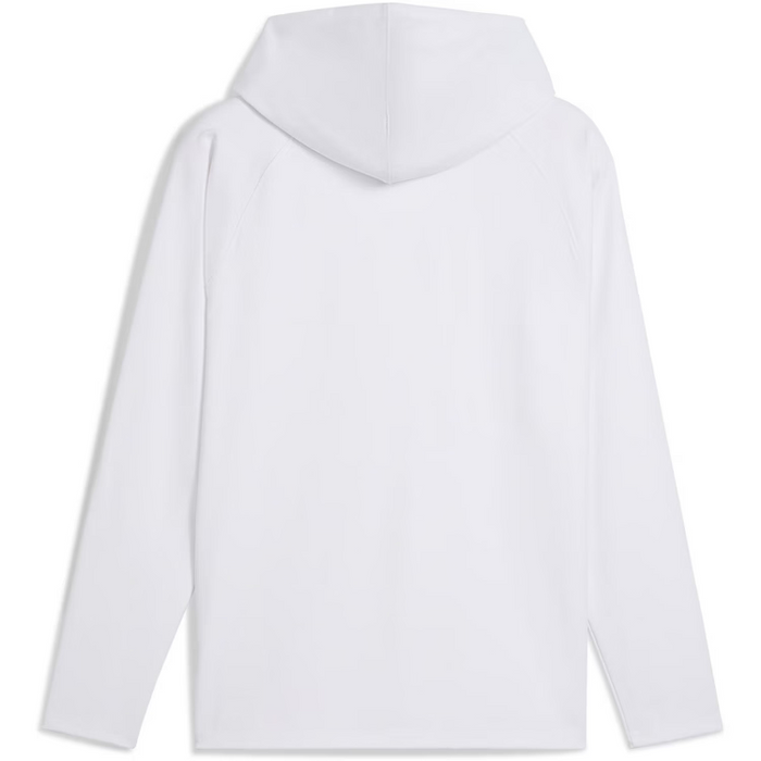 The Puma x Palm Tree Crew Cloudspun Golf Hoodie in the colour White Glow viewed from the back