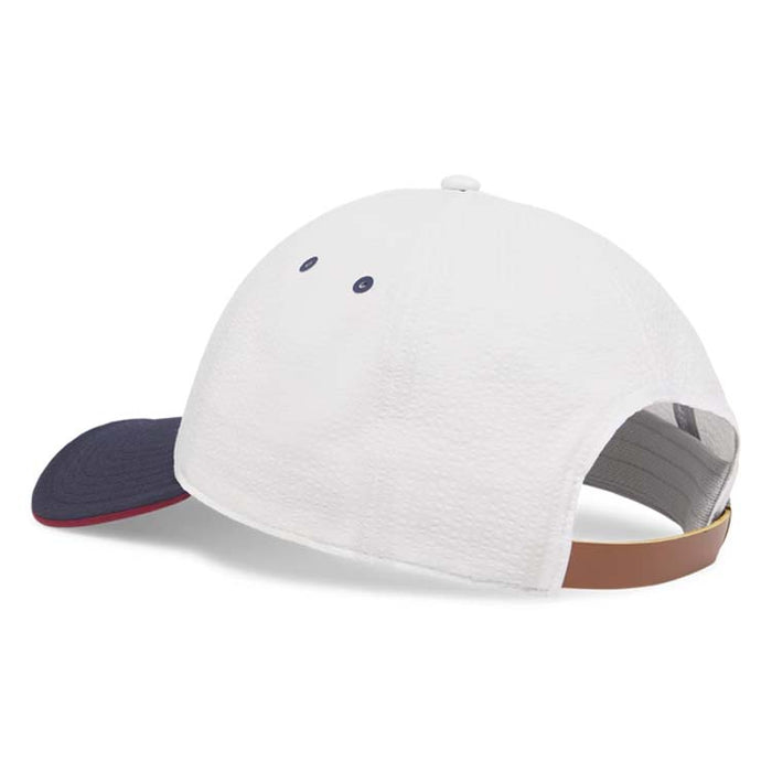 Titleist Nautical Links Montauk Tech Seersucker Golf Cap - White/Navy Back Side View 