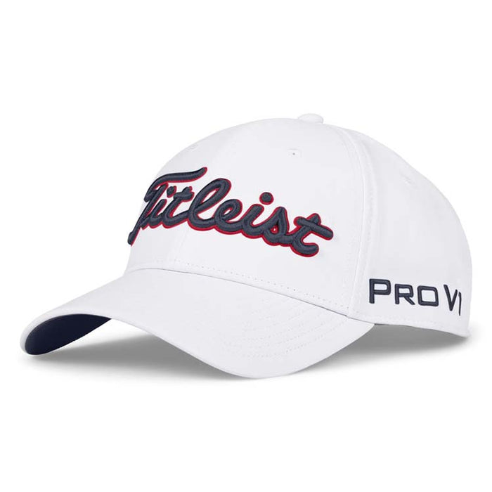 Titleist Tour Performance Golf Cap - White/Red/Navy Side View 