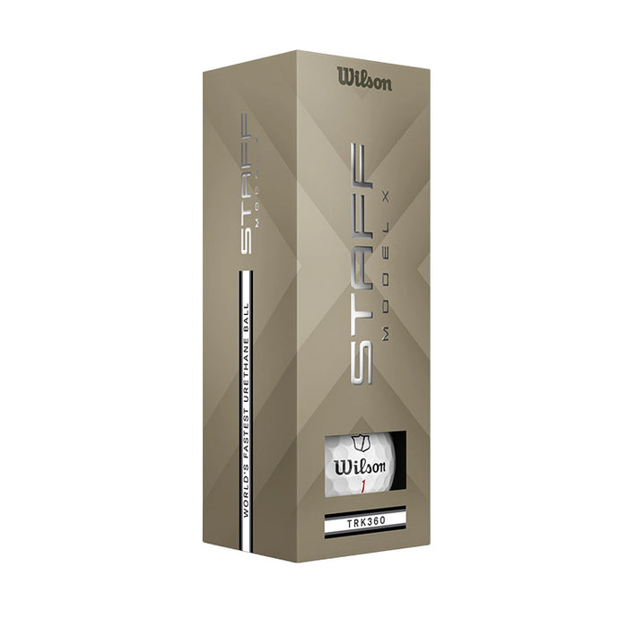 Wilson Staff x Callaway TR360 golf ball packaging box, featuring a metallic taupe geometric design with silver and black text.