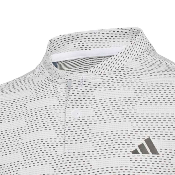 adidas Junior Jacquard Golf Polo - White Collar View
