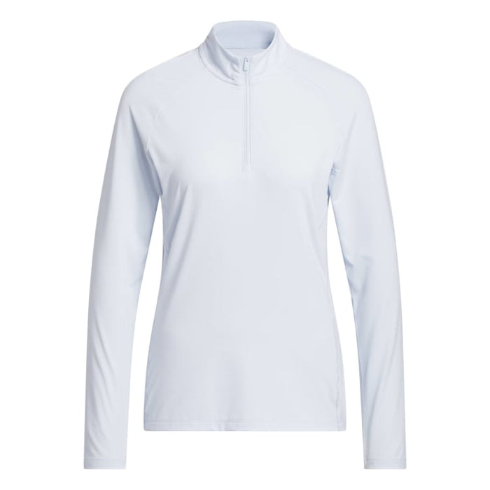 adidas Ultimate365 Solid 1/4 Zip Mock Golf Polo - Crystal Sky 