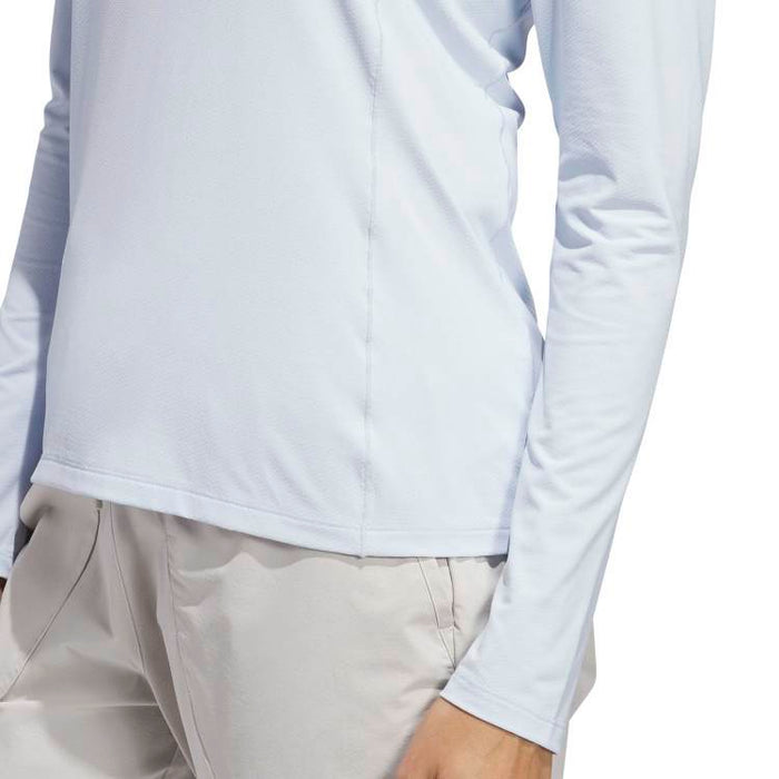 adidas Ultimate365 Solid 1/4 Zip Mock Golf Polo - Crystal Sky Detailed View 