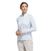 adidas Ultimate365 Solid 1/4 Zip Mock Golf Polo - Crystal Sky Front View 