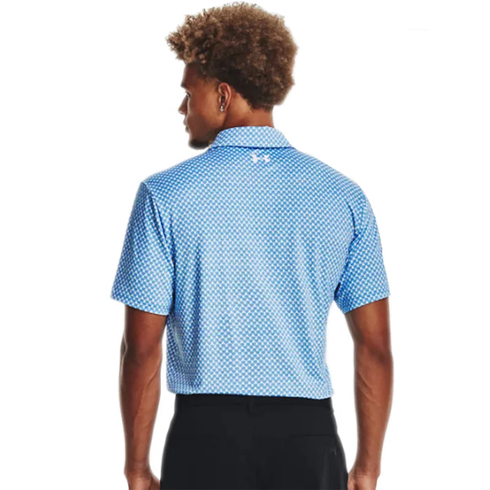 Under Armour Playoff 3.0 Print Golf Polo - White / Cosmic Blue