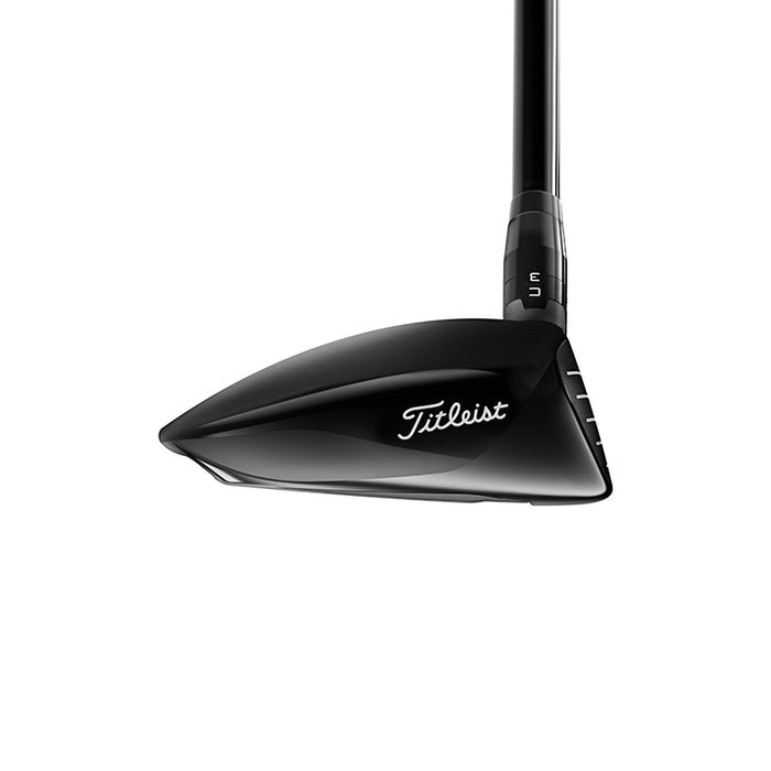 The toe view of a black Titleist GT1 Golf Fairway Wood