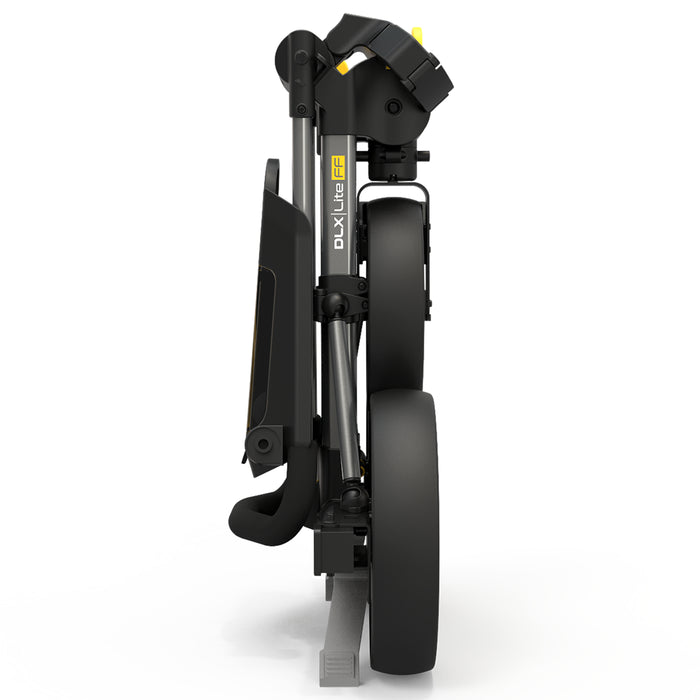 Powakaddy DLX-Lite FF Push Golf Trolley - Gunmetal/Yellow