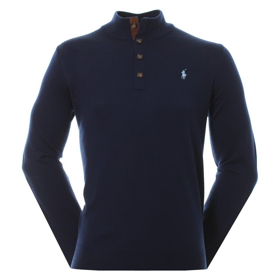 Ralph Lauren Polo Golf Button Knit Sweater Navy