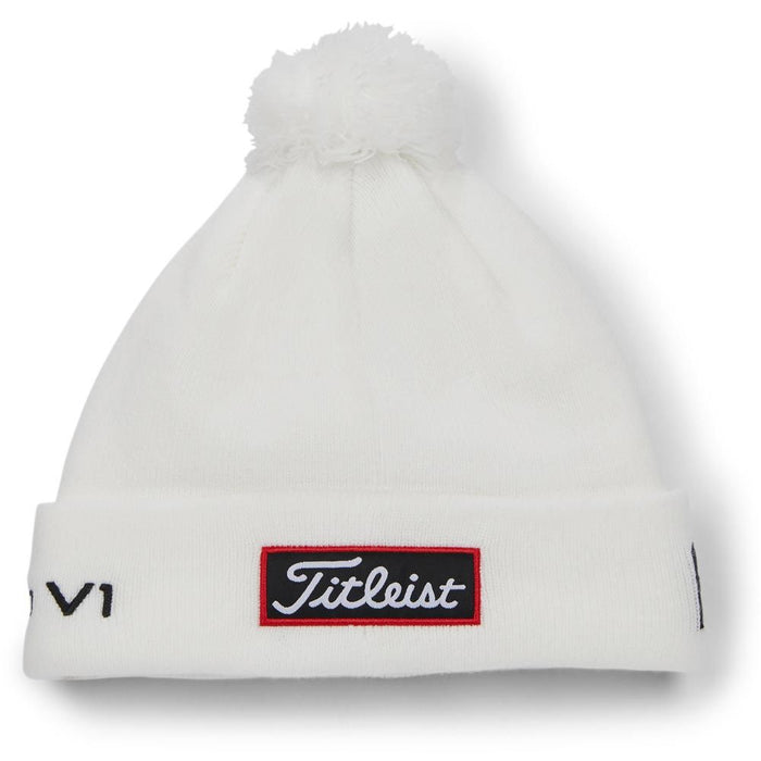 Titleist Tour Pom Pom Golf Beanie Hat - White / Black