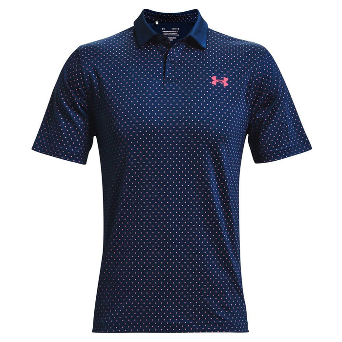 Under Armour Performance Print Golf Polo Shirt Navy Pink Andrew Morris Golf